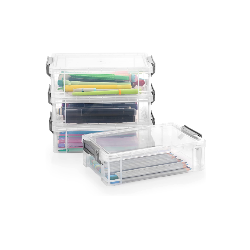 btsky-4-pack-extra-large-capacity-plastic-pencil-box